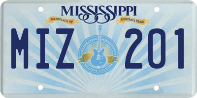 MS license plate MIZ201