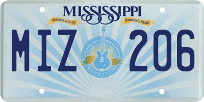 MS license plate MIZ206