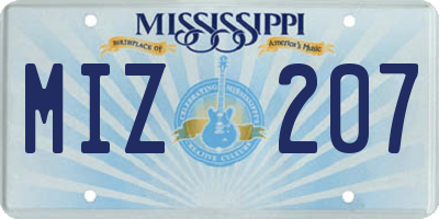 MS license plate MIZ207