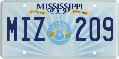 MS license plate MIZ209
