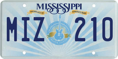 MS license plate MIZ210