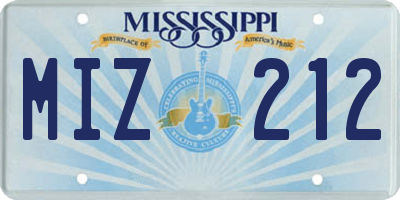 MS license plate MIZ212