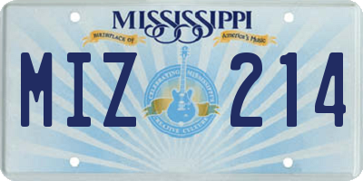 MS license plate MIZ214