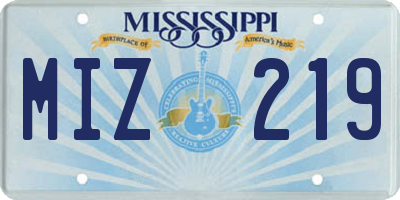 MS license plate MIZ219