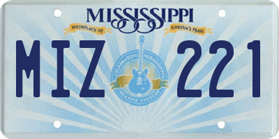 MS license plate MIZ221