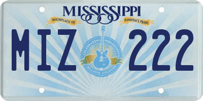 MS license plate MIZ222