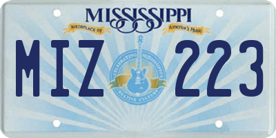MS license plate MIZ223