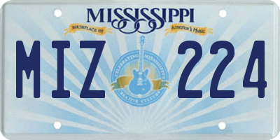 MS license plate MIZ224