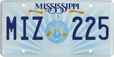 MS license plate MIZ225