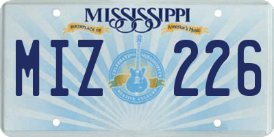 MS license plate MIZ226