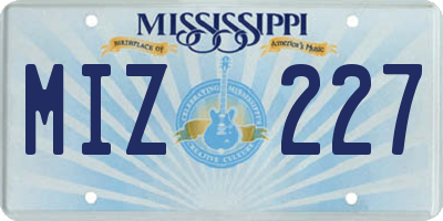 MS license plate MIZ227