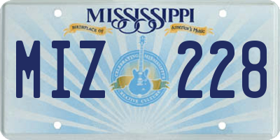 MS license plate MIZ228