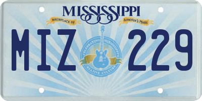 MS license plate MIZ229