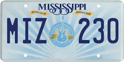 MS license plate MIZ230