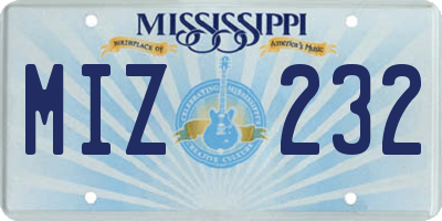MS license plate MIZ232