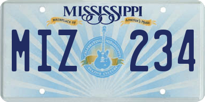 MS license plate MIZ234