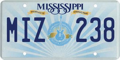 MS license plate MIZ238