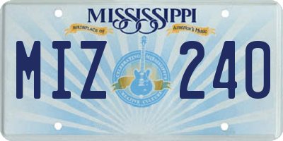 MS license plate MIZ240
