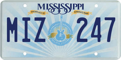 MS license plate MIZ247