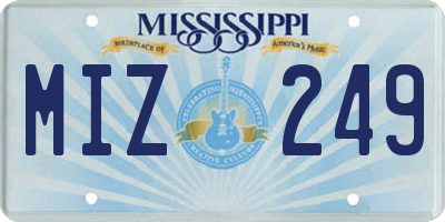 MS license plate MIZ249