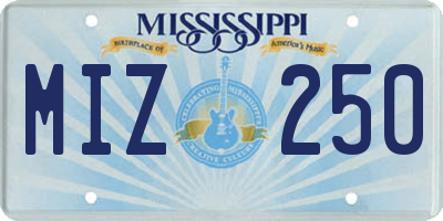 MS license plate MIZ250
