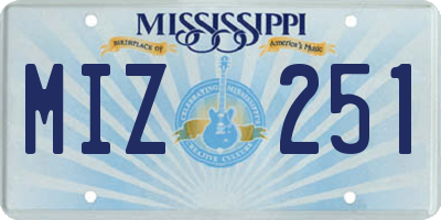 MS license plate MIZ251