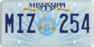 MS license plate MIZ254