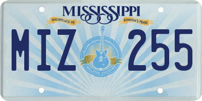MS license plate MIZ255