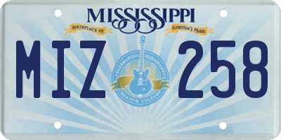 MS license plate MIZ258