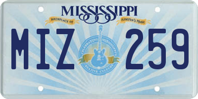 MS license plate MIZ259