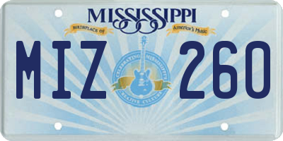 MS license plate MIZ260