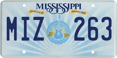 MS license plate MIZ263