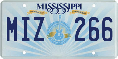 MS license plate MIZ266