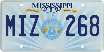 MS license plate MIZ268