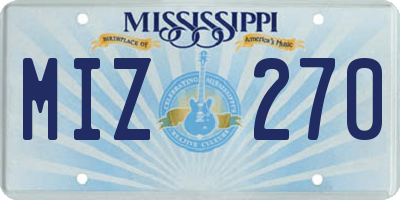 MS license plate MIZ270