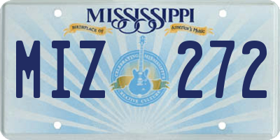 MS license plate MIZ272