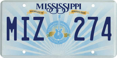 MS license plate MIZ274