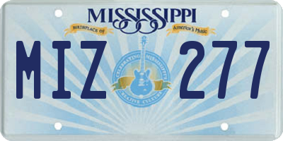MS license plate MIZ277