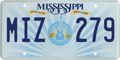MS license plate MIZ279