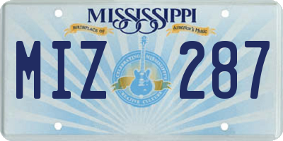 MS license plate MIZ287