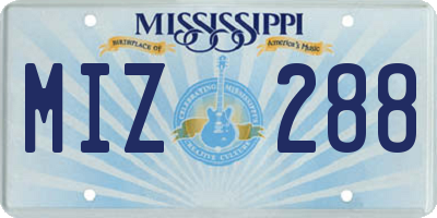 MS license plate MIZ288