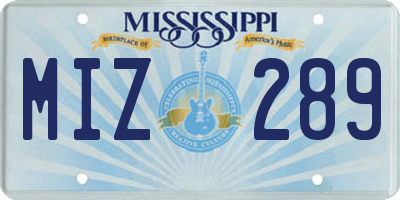 MS license plate MIZ289