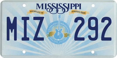 MS license plate MIZ292