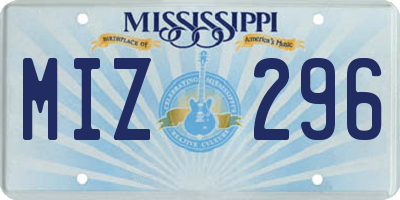 MS license plate MIZ296
