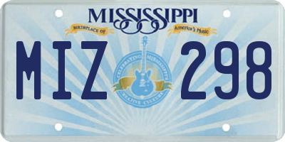 MS license plate MIZ298