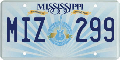 MS license plate MIZ299