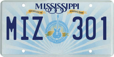 MS license plate MIZ301