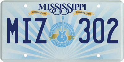 MS license plate MIZ302