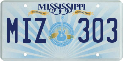 MS license plate MIZ303