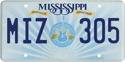 MS license plate MIZ305